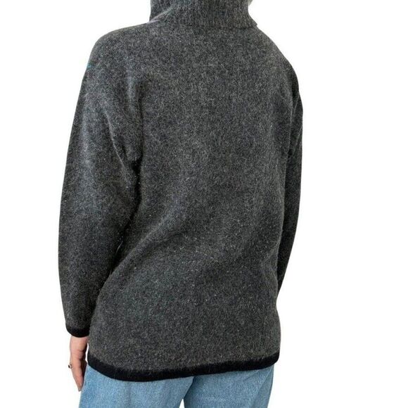 Valerie Stevens Gray Angora Wool Preppy Argyle Dark Academia Turtleneck Sweater - Picture 6 of 7